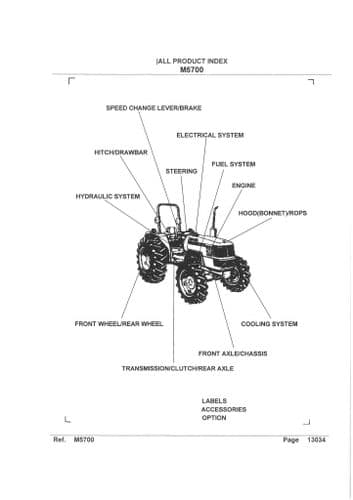 Kubota Tractor M5700 Parts Manual