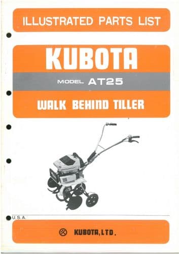 Kubota Walk Behind Tiller AT25 Parts Manual AT 25