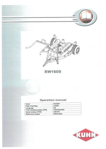 Kuhn Bale Wrapper RW1600 Operators Manual - RW 1600