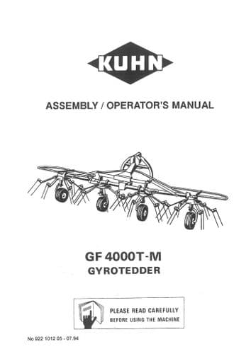 Kuhn Gyrotedder GF4000T-M Operators Manual