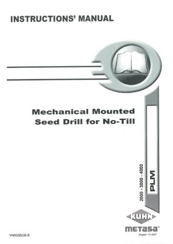 Kuhn Mechanical Mounted Seed Drill PLM 2000 3000 4000 Operators Manual