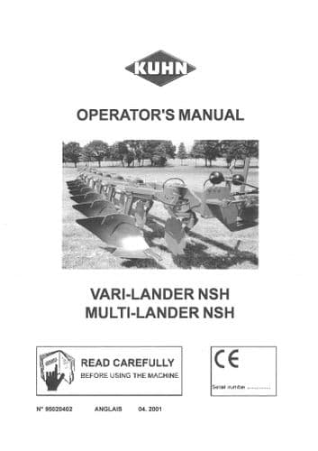 Kuhn Plough Vari-Lander NSH & Multi-Lander NSH Operators Manual
