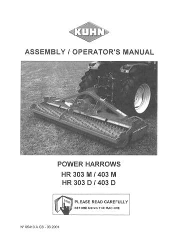 Kuhn Power Harrow HR303M HR403M HR303D HR403D Operators Manual - HR303 HR403 M D