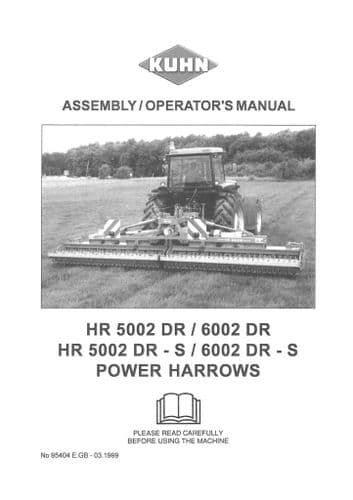 Kuhn Power Harrow HR5002 HR6002 DR & DR-S Operators Manual