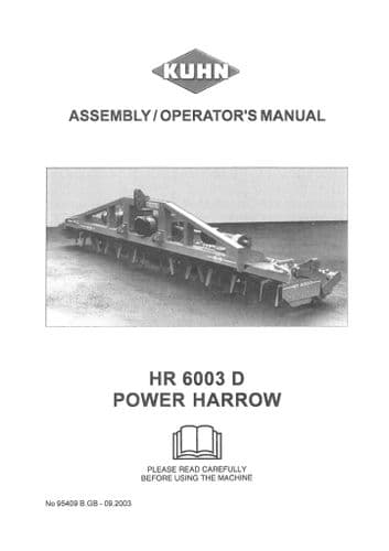 Kuhn Power Harrow HR6003 D, HR6003D Operators Manual
