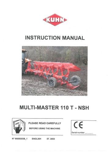 Kuhn Reversible Plough Multi Master 110 T-NSH Operators Manual - MultiMaster
