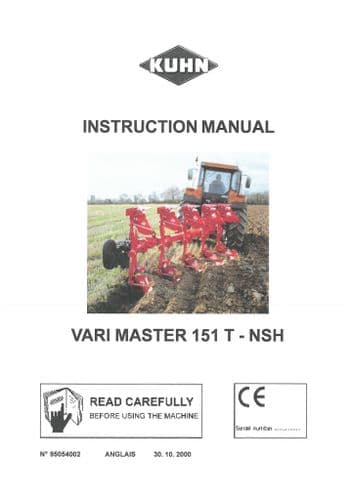Kuhn Reversible Plough Vari-Master 151 T-NSH Operators Manual