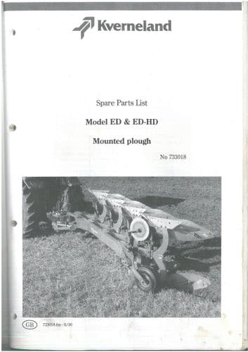 Kverneland Mounted Plough Model ED & ED-HD Parts Manual