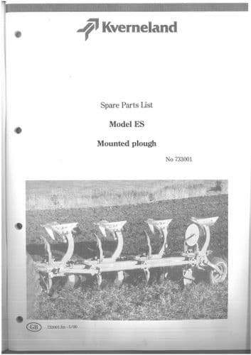 Kverneland Mounted Plough Model ES 80 100 160 200 Parts Manual