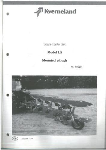 Kverneland Mounted Plough Model LS 110 160 200 Parts Manual
