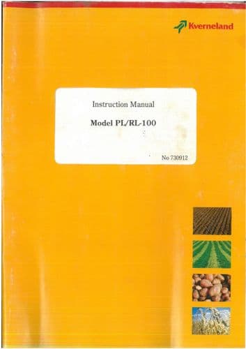Kverneland Plough PL/RL-100 Operators Manual