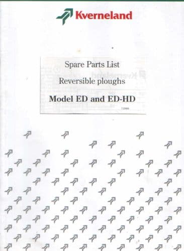 Kverneland Reversible Plough Model ED & ED-HD Parts Manual