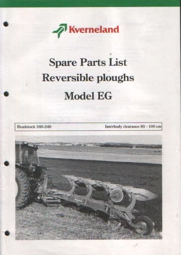 Kverneland Reversible Plough Model EG Parts Manual
