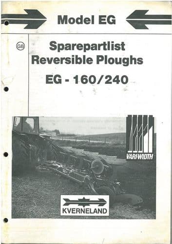 Kverneland Reversible Plough Model EG160 EG240 Parts Manual