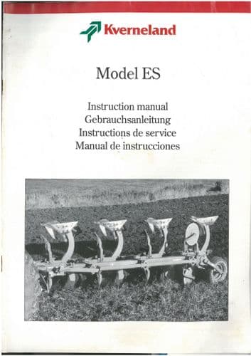 Kverneland Reversible Plough Model ES Operators Manual - ES110 ES160