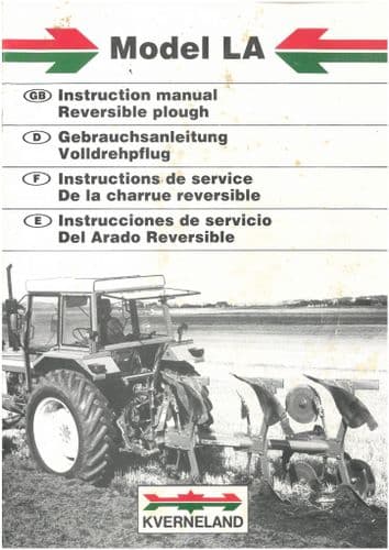 Kverneland Reversible Plough Model LA Operators Manual