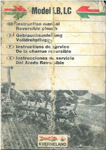 Kverneland Reversible Plough Model LB & LC Operators Manual