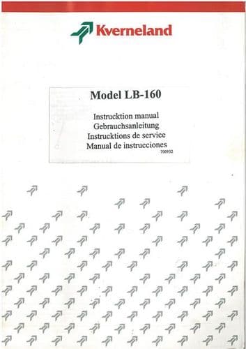 Kverneland Reversible Plough Model LB160, LB 160 Operators Manual