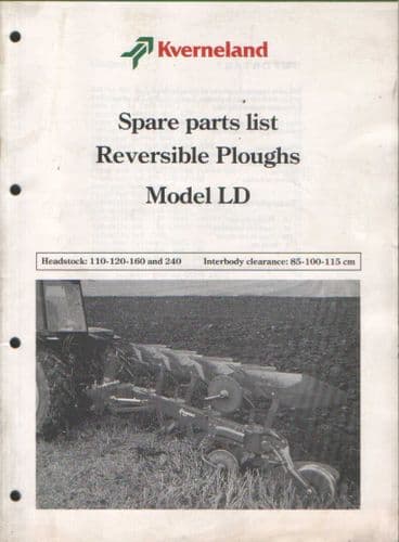 Kverneland Reversible Plough Model LD Parts Manual