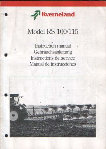 Kverneland Reversible Plough Model RS 100 / 115 Operators Manual