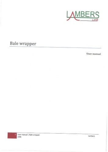 Lambers Bale Wrapper 2301 Operators Manual