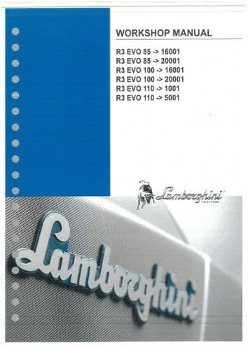 Lamborghini Tractor R3 EVO 85 100 110 Workshop Service Manual