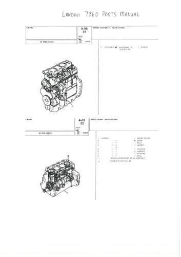 Landini Tractor 7860 Parts Manual