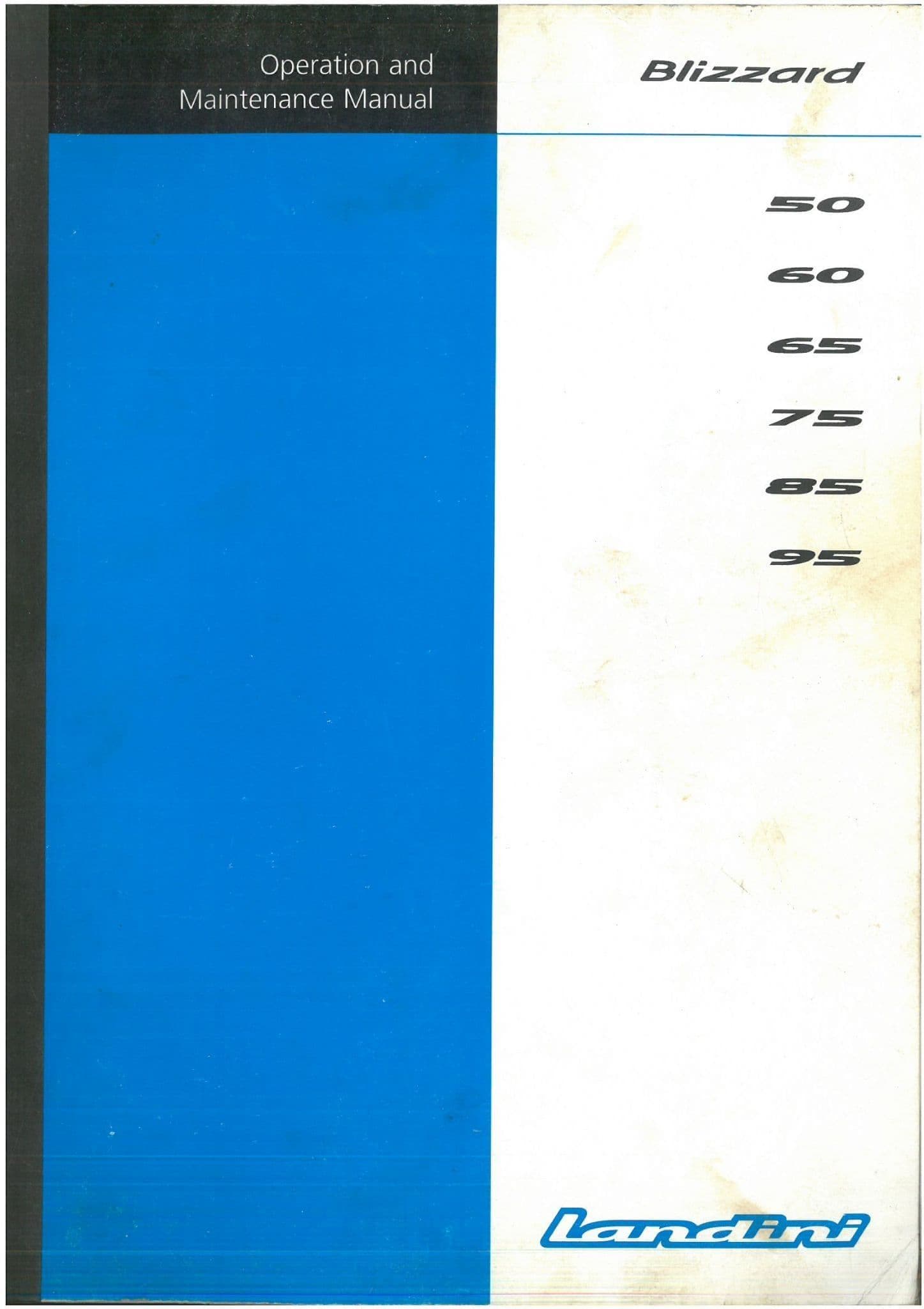 Landini Tractor Blizzard 50 60 65 75 85 95 Operators Manual