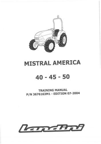 Landini Tractor Mistral America 40 45 50 Service Training Manual