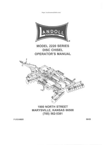 Landoll Disc Chisel Plough Model 2220 -  Operators Manual