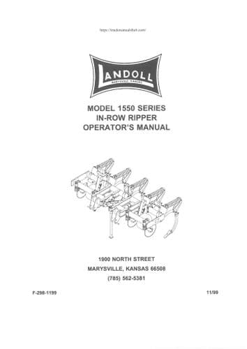 Landoll In Row Ripper Plough Model 1550 - Operators Manual