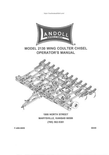 Landoll Wing Coulter Chisel Plough Model 2130 Operators Manual