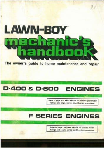 Lawnboy Engine D400 D600 & F Series Workshop Service Manual