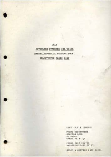 Lely Autoglide Standard 800/1000L Sprayer Parts Manual