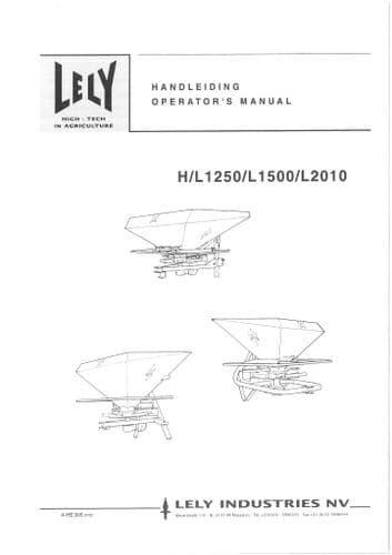 Lely Fertiliser Spreader H1250 L1250 L1500 L2010 Operators Manual