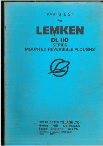 Lemken Mounted Reversible Plough DL 110 Parts Manual - DL110