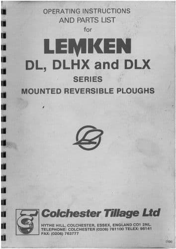 Lemken Mounted Reversible Ploughs DL, DLX & DLHX Series Operators Manual - 090 110 140 - 2, 3, 4, 5,