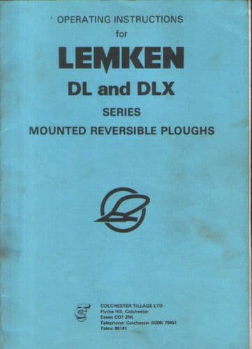 Lemken Mounted Reversible Ploughs DL & DLX Series Operators Manual