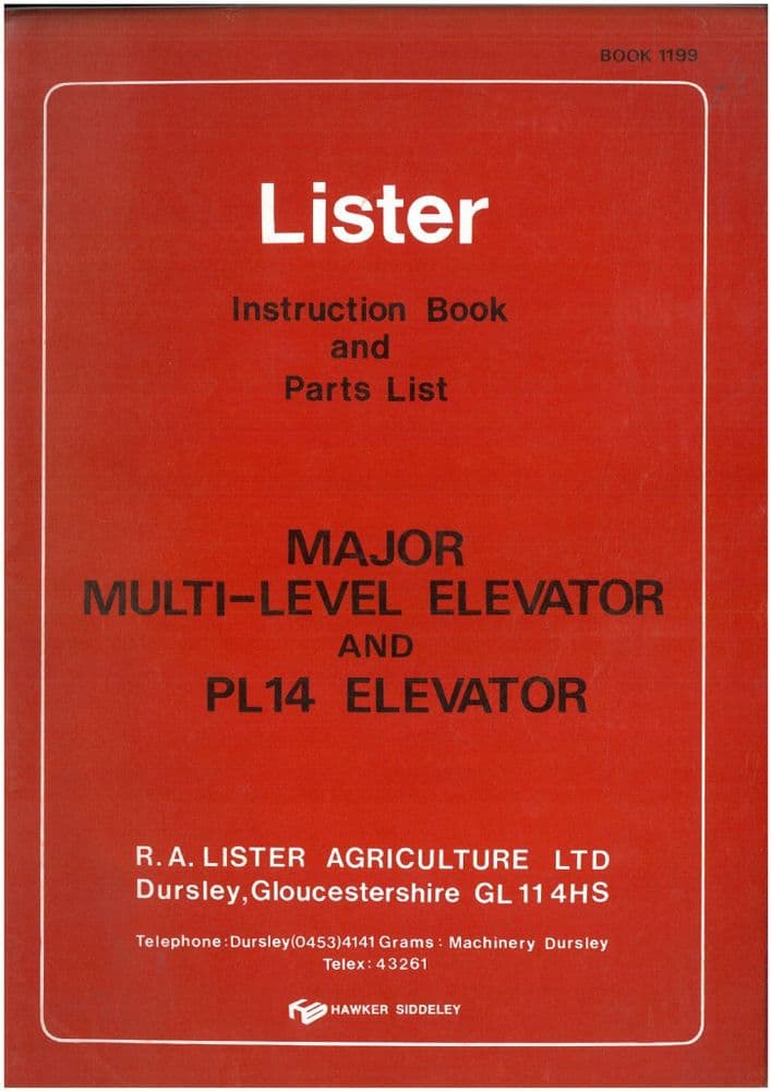 Lister Major Multi-Level Elevator & PL14 Elevator Operators Manual with ...