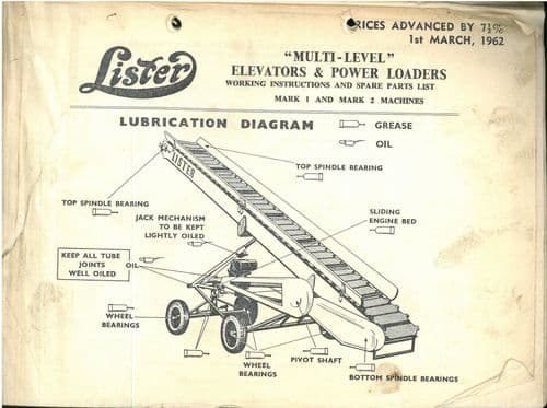 Lister Multi-Level Elevator & Power Loader Mk 1 Mk2 Operators Manual ...
