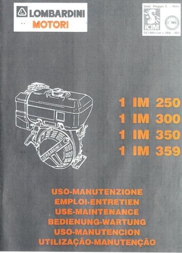 Lombardini Diesel Engine 1 IM 250, 1 IM 300, 1 IM 350, 1 IM 359 Operators Manual