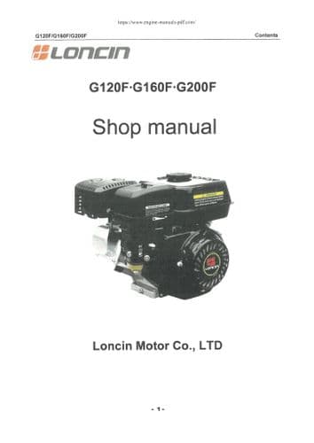 Loncin Engine G120F G160F G200F Workshop Service Manual