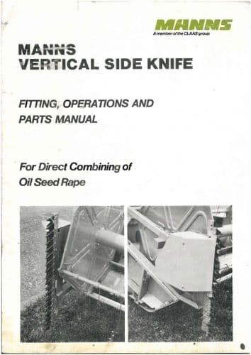 Manns (Claas) Vertical Side Knife Operators Manual & Parts List