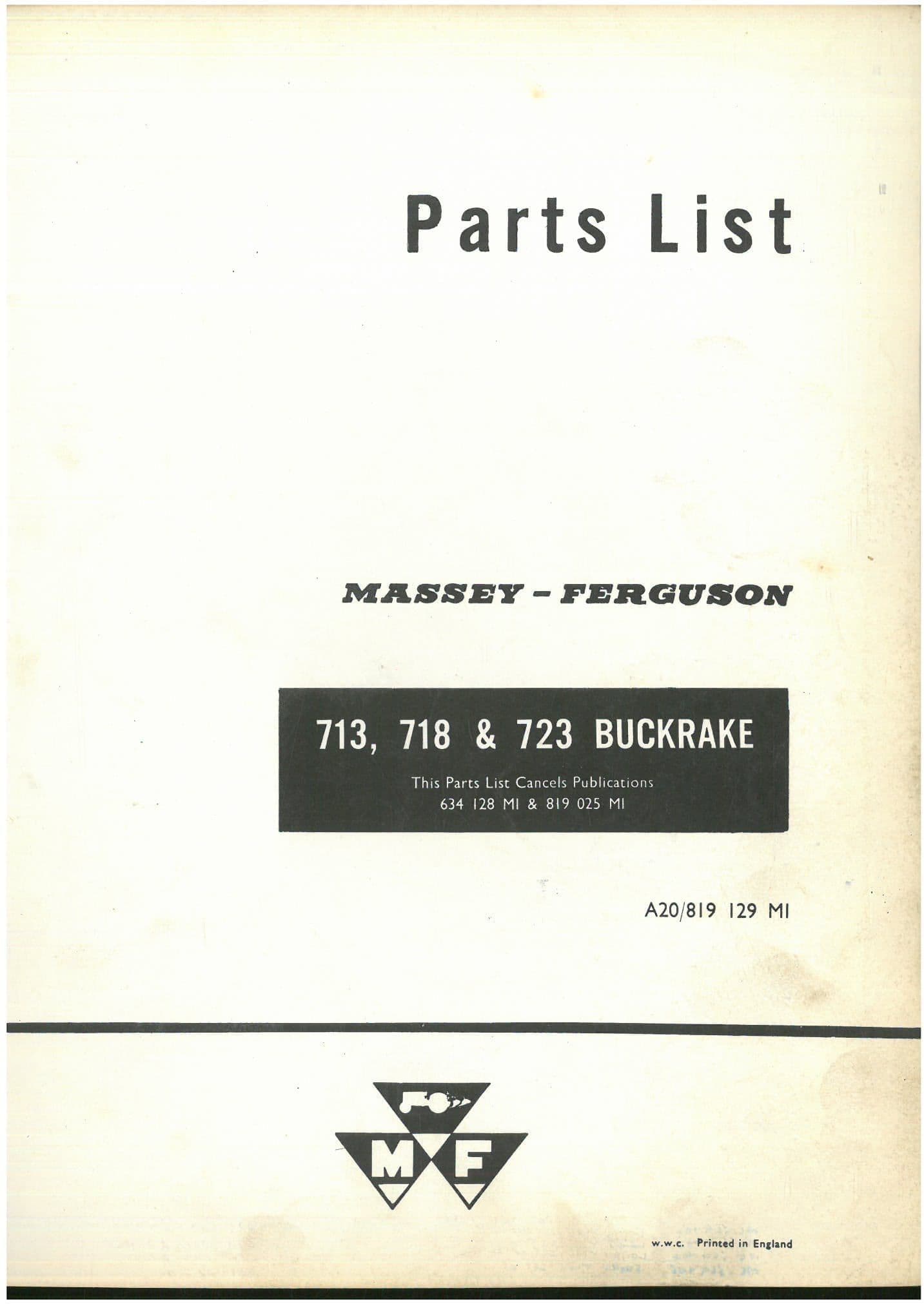 Massey Ferguson 760 Forager Parts Manual