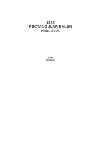 Massey Ferguson Agco Retangular Baler MF1835 Parts Manual