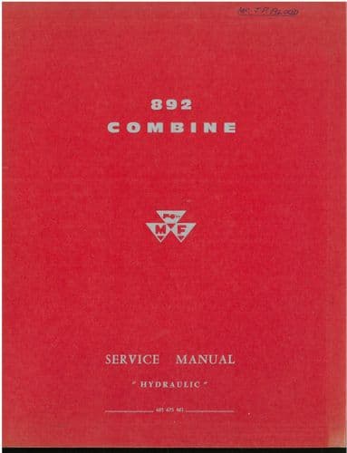 Massey Ferguson Combine MF892 Hydraulic System Service Manual