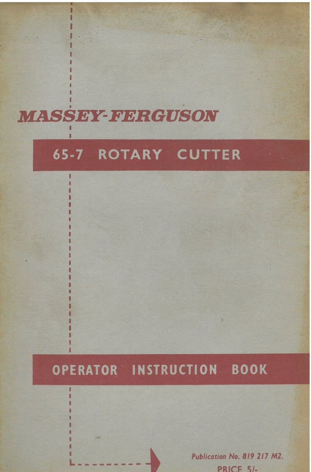 Massey Ferguson MF65-7 Rotary Cutter Operators Manual & Parts List - MF 65-7