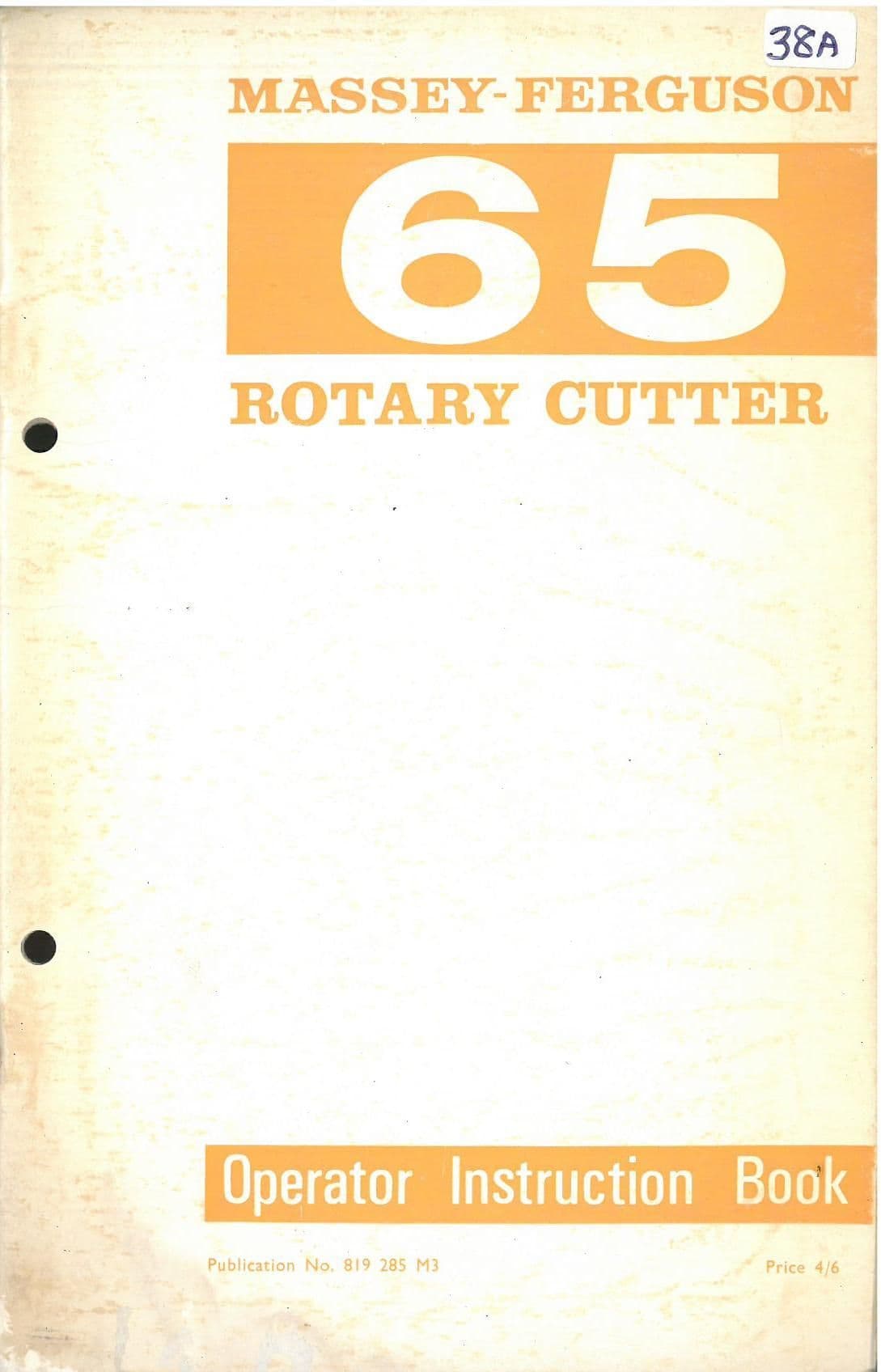 Massey Ferguson MF65 Rotary Cutter Operators Manual - MF 65