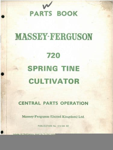 Massey Ferguson MF720 Spring Tine Cultivator Parts Manual - MF 720
