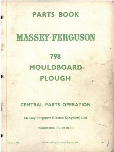 Massey Ferguson MF798 Plough Parts Manual - MF 798